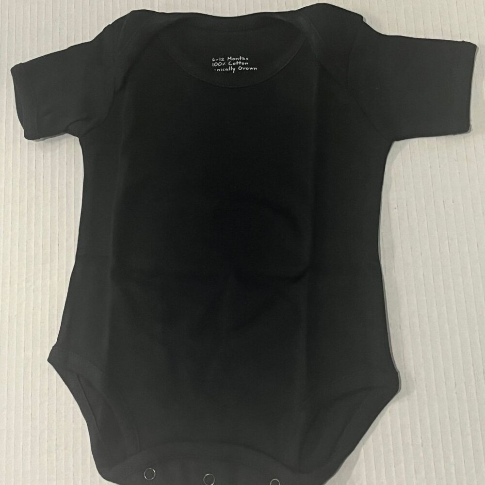 100% Cotton Baby Unisex Size 6-12 Months Short Sleeve Black Bodysuit 5-Pack